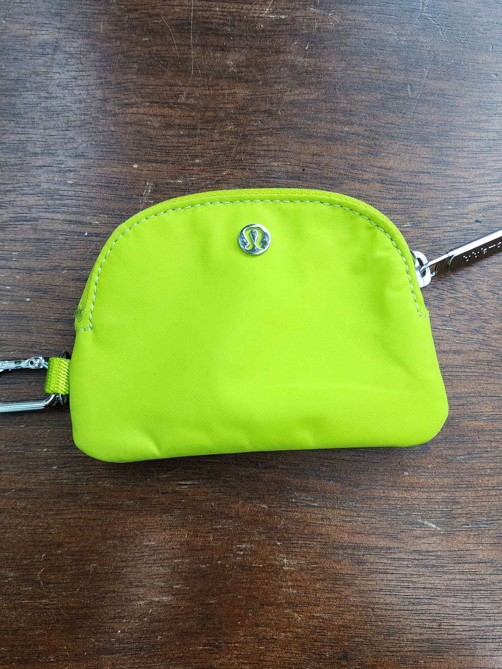Lululemon Clippable Curved Pouch Coin Purse Keychain Yellow Fade Lime Green EUC